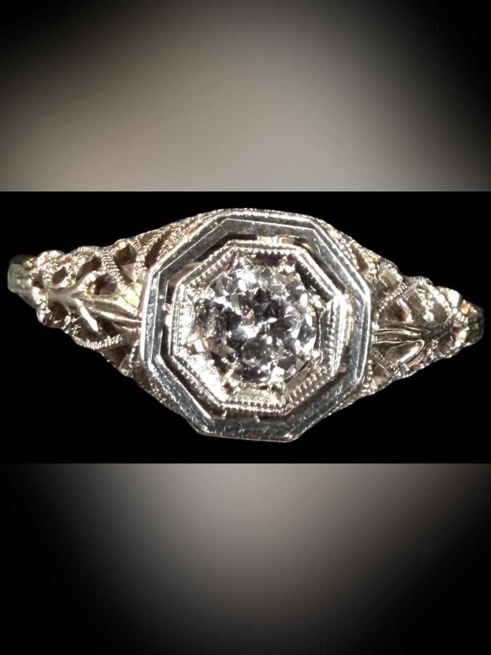 Antique 14k White Gold Art Deco Ring with approx 1/2 carat Diamond